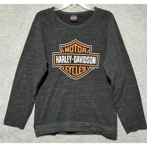 Womens Harley Davidson Motorcycles Oconomowoc Wisconsin Gray Sweatshirt Sz Large